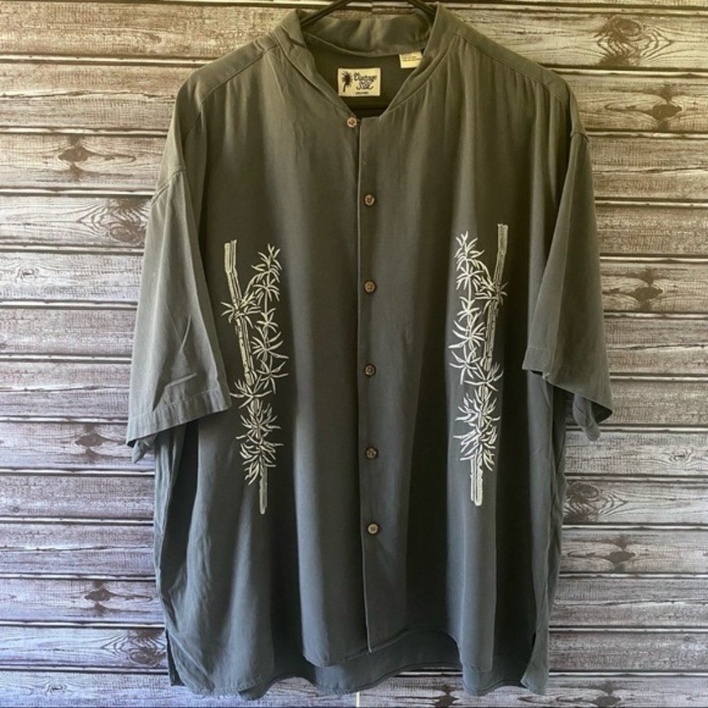 Vintage Silk 100% Silk Short-Sleeved Button-Down Shirt‎ Size XXL